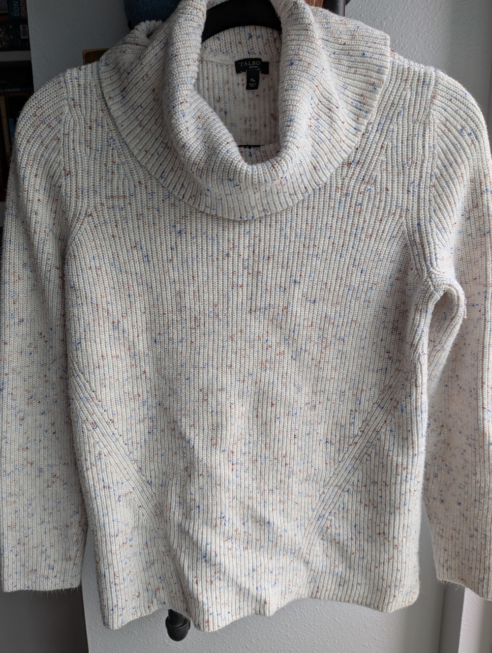 Talbots Petite Confetti Knit Cowl Neck Sweater Size MP Multi-Color Speckled Cozy